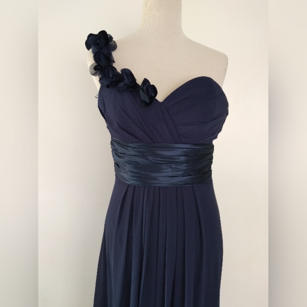 Bill levkoff one shoulder maxi chiffon dress size 4 - Picture 4 of 13